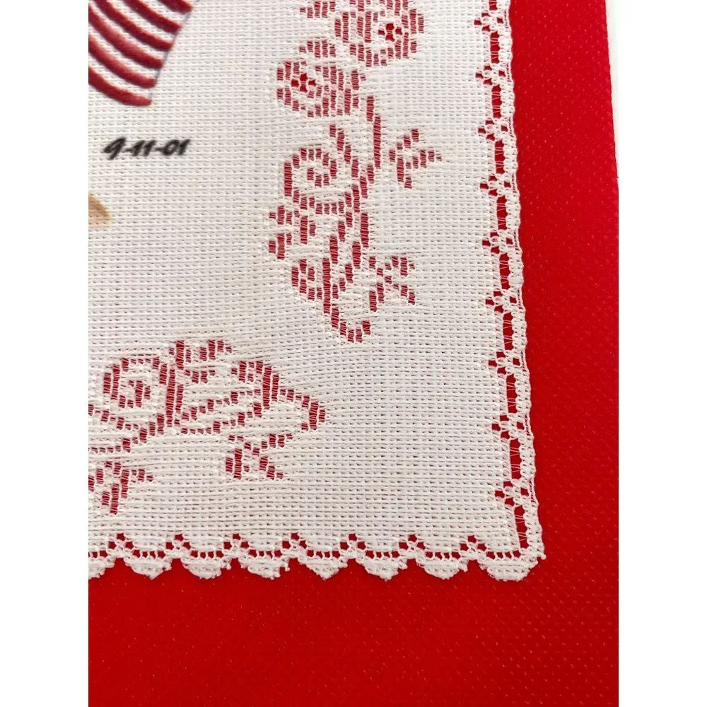 Vintage Banner Lace 911 Flag USA “United we Stand” Clasped Hands Unity Patriotic
